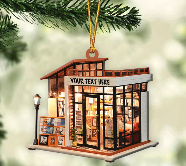 Personalized Book Store Christmas Ornament